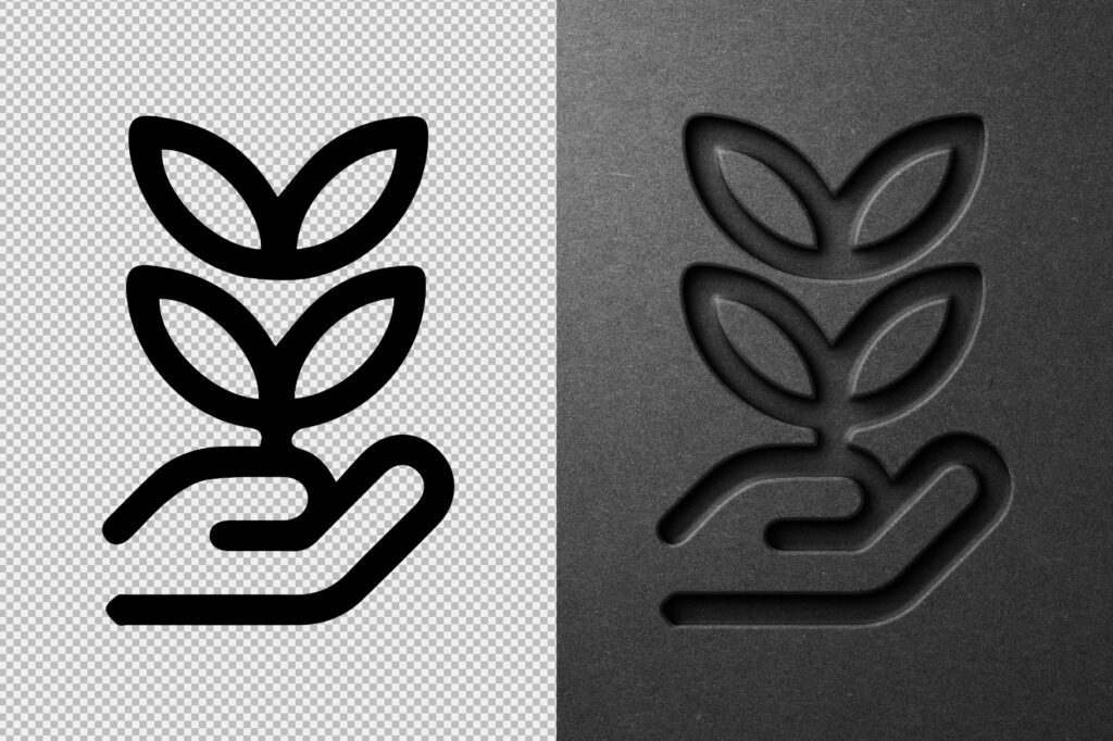 Black Paper Debossed Effect / Logo Mockup