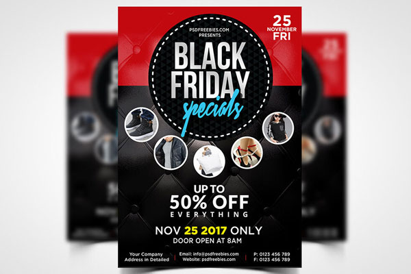 Black, Red Modern Black Friday Sale Flyer Template