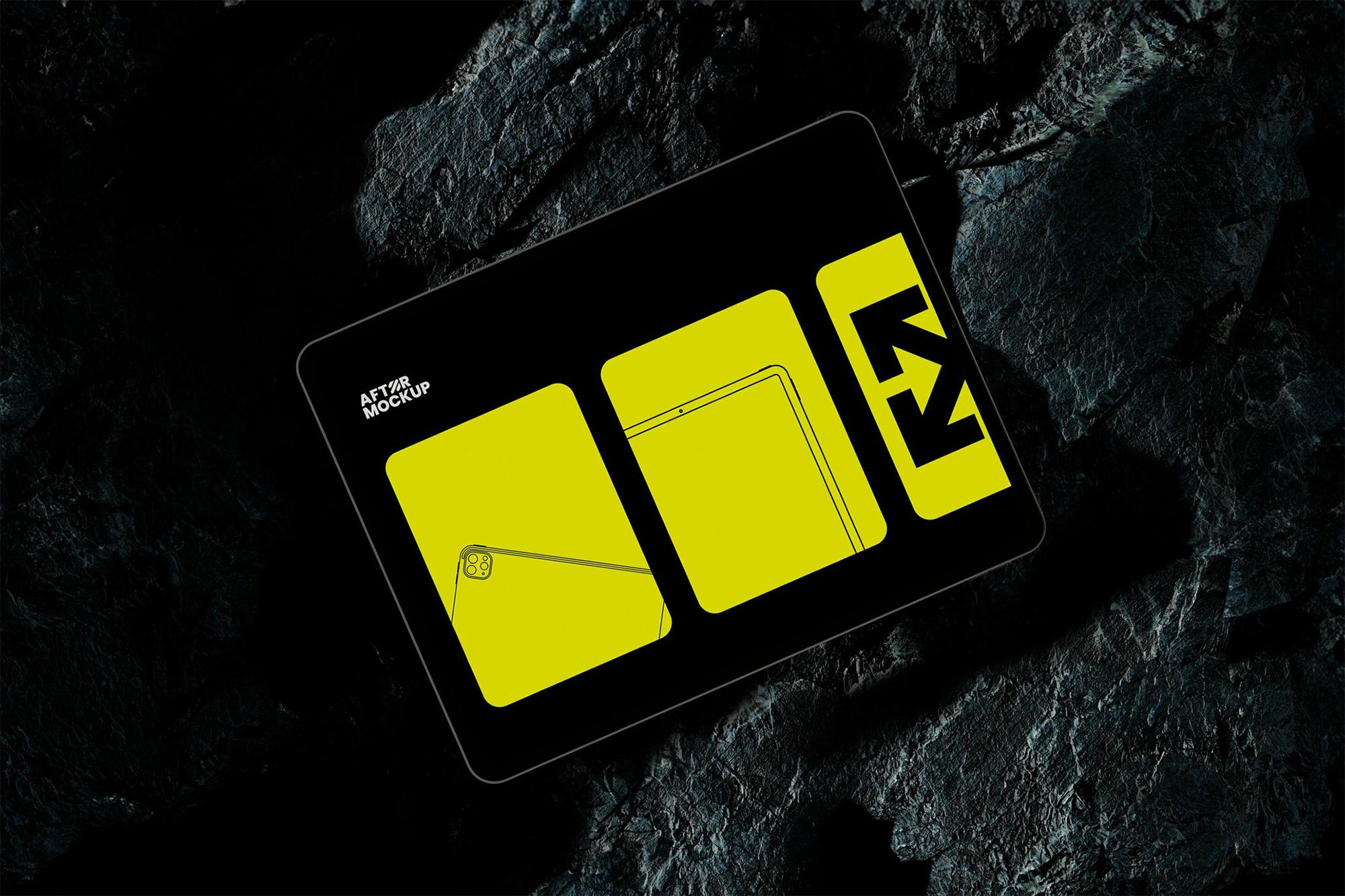 Free Black Rock iPad Mockup PSD Template