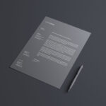 Black Simple Letterhead Mockup with Pen
