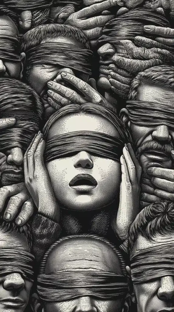 Blindfolded Crowd with Observer