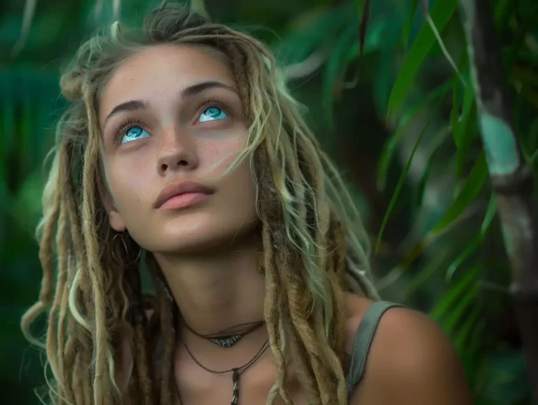 Blonde Dreadlocks Rainforest Portrait ai prompt preview