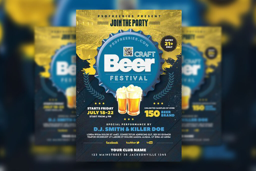 Blue and Gold Oktoberfest Festival Flyer Template