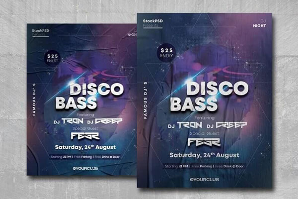 Blue Geometric Nightclub Party Poster Template