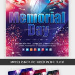 Blue Glitter Memorial Day Event Flyer Template