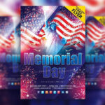 Blue Glitter Memorial Day Event Flyer Template