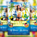 Blue, Green Tropical Beach Party Flyer Along with Instagram Banner Templates