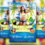 Blue, Green Tropical Beach Party Flyer Along with Instagram Banner Templates
