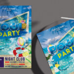 Blue Illustrated Summer Pool Party Flyer Template