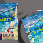 Blue Illustrated Summer Pool Party Flyer Template