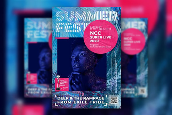 Blue, Pink, Futuristic DJ Music Event Poster Template