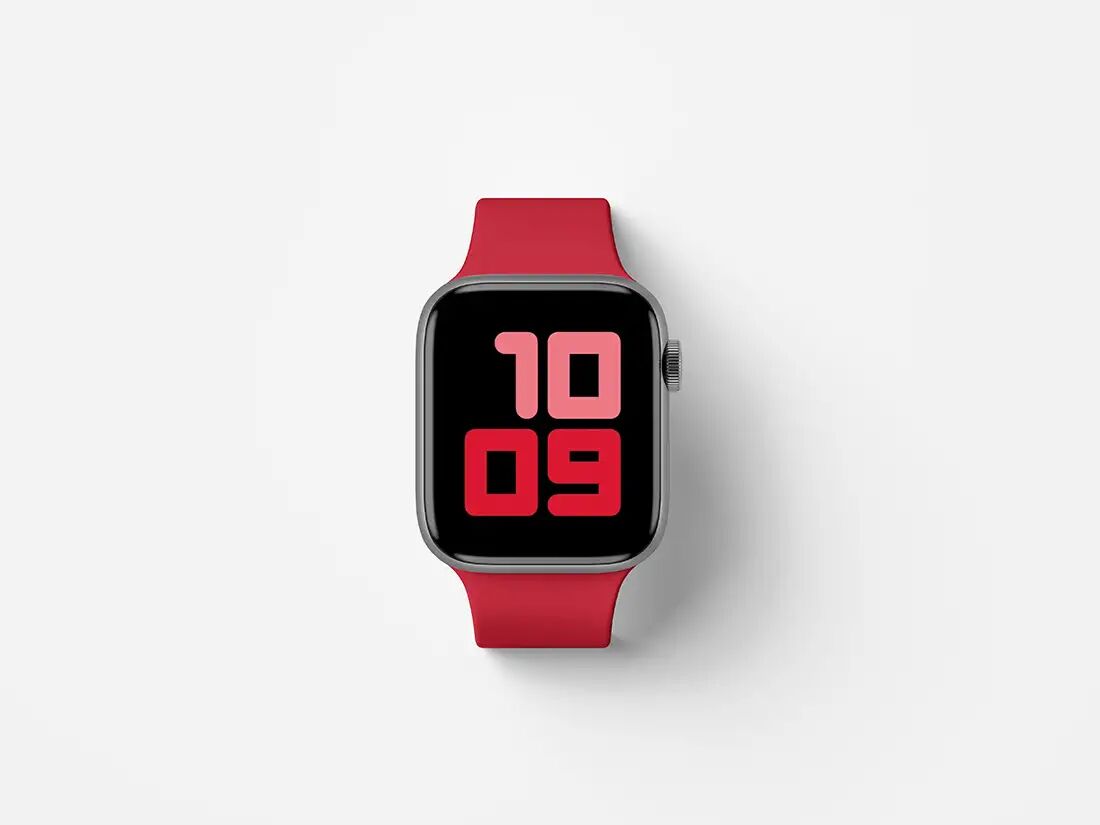 Blue/Red Apple Watch Series 5 Top View Mockup FREE PSD