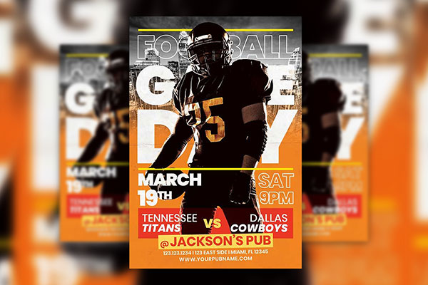 Bold Modern American Football Game Flyer Template