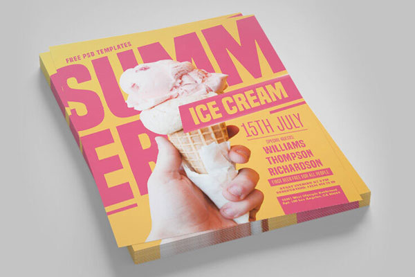 Bold Modern Ice Cream Shop Advertising Flyer and Facebook Templates flyer preview