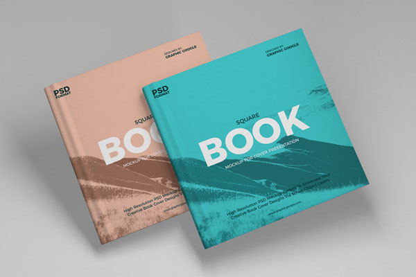 Book Cover Mockup Including Two Overlapping Square Cover Books mockup preview