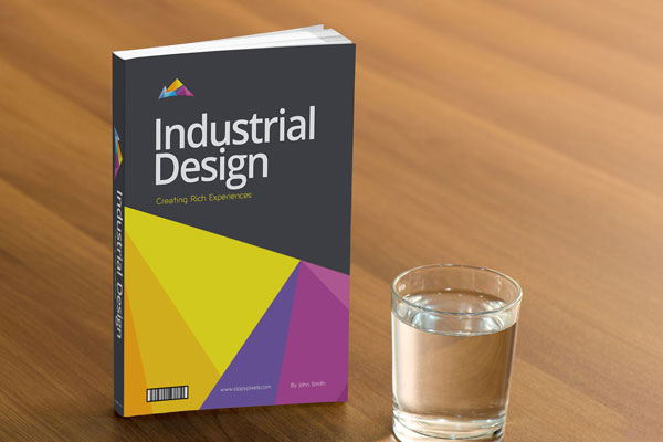 Book Cover Mockup with a Glass of Water