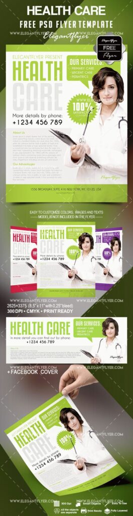 Border Clean Bold Health Care Flyer and Facebook Cover Templates
