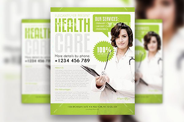 Border Clean Bold Health Care Flyer and Facebook Cover Templates