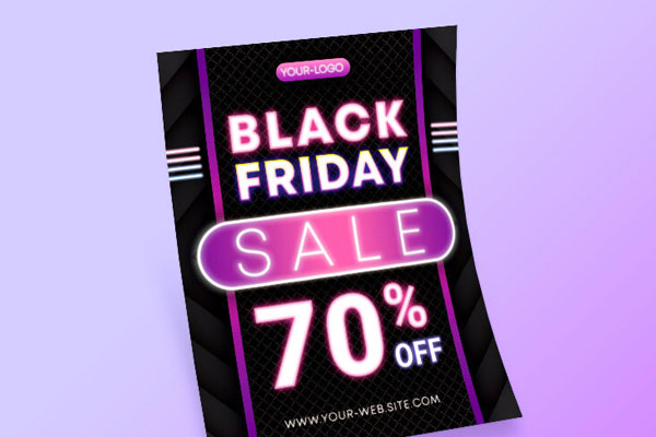 Border Neon Black Friday Flyer and Facebook Cover Templates