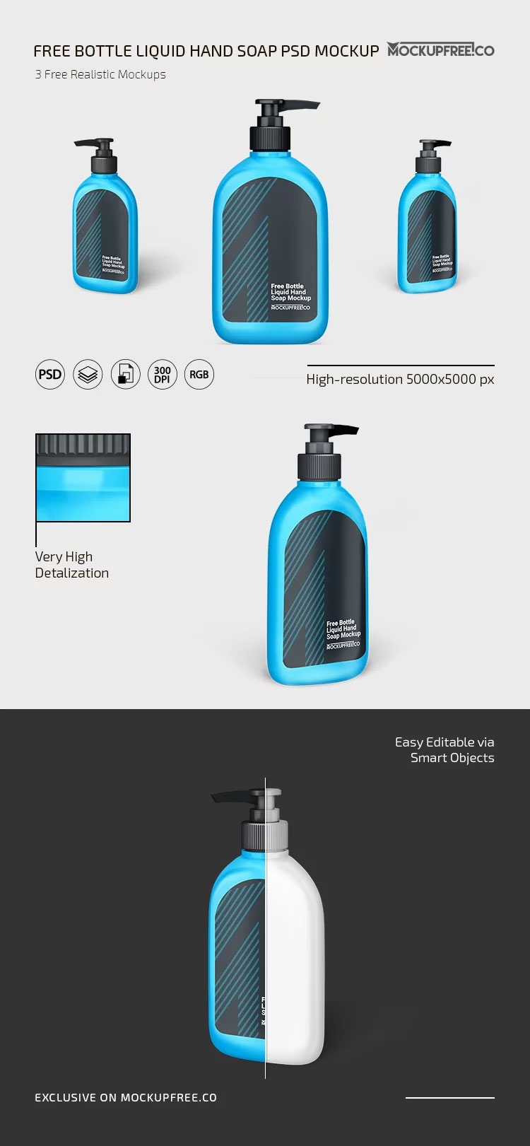 Free Bottle Liquid Hand Soap Mockup PSD Template