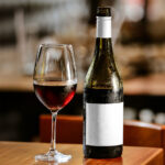 Bottle of Wine with Glass Mockup