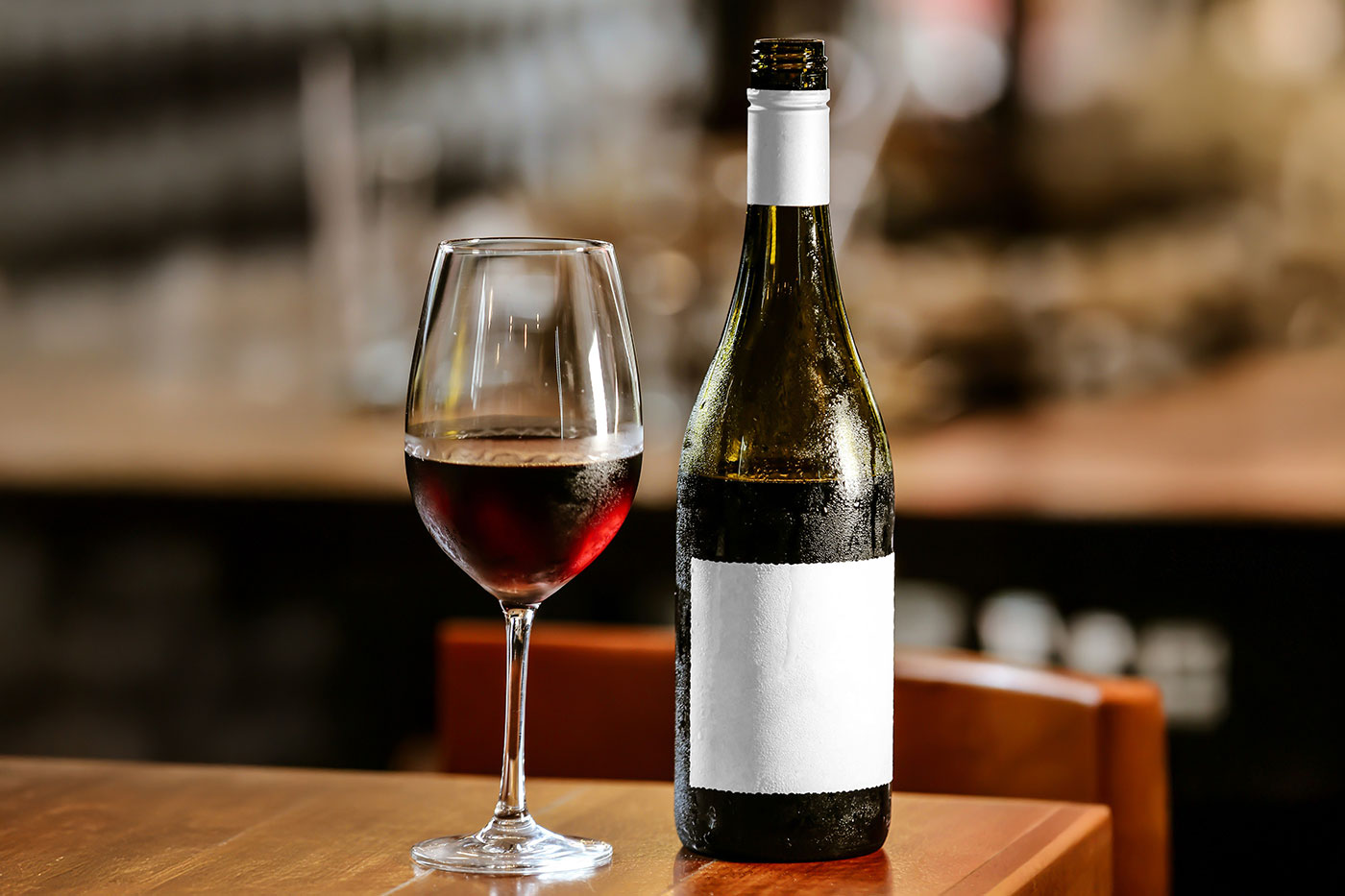 Free Bottle of Wine with Glass Mockup PSD Template