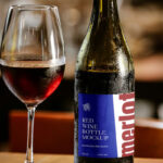 Bottle of Wine with Glass Mockup
