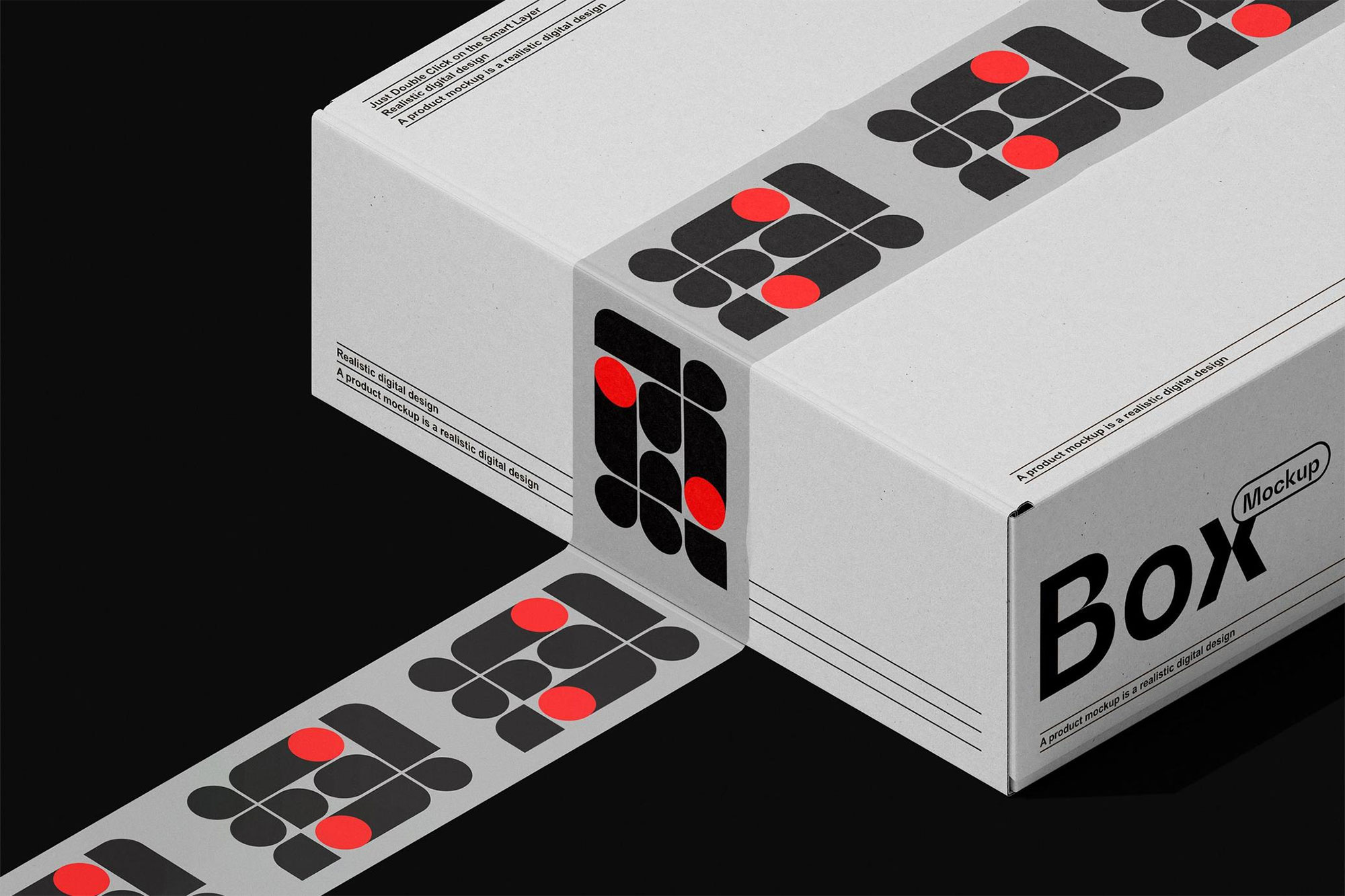 Free Box with Duct Tape Branding Mockup PSD Template