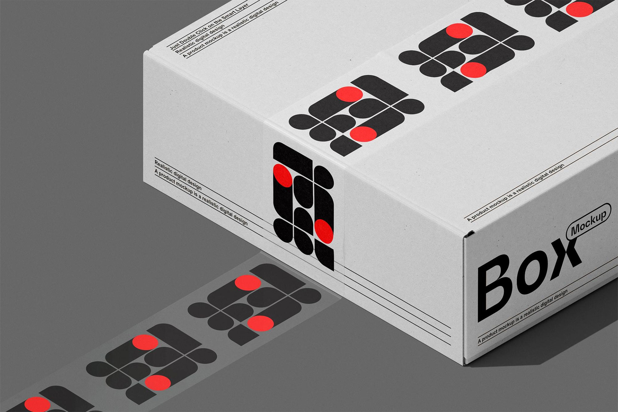 Free Box with Duct Tape Branding Mockup PSD Template