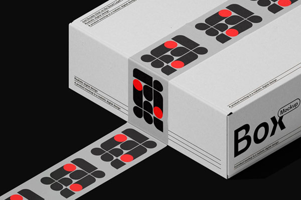 Box with Duct Tape Branding Mockup