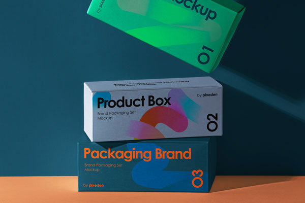 Boxes Packaging Mockup in Facing View
