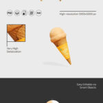Brand Ice Cream Cone Mockup in 3 Sights