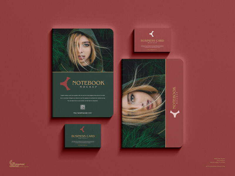 Branding Mockup Featuring Notebooks and Business Cards in Top View