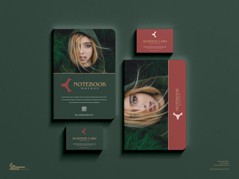 Branding Mockup Featuring Notebooks and Business Cards in Top View