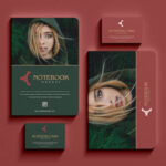 Branding Mockup Featuring Notebooks and Business Cards in Top View