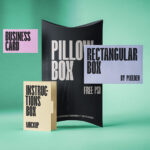 Branding Mockup Including Business Card and 3 Boxes