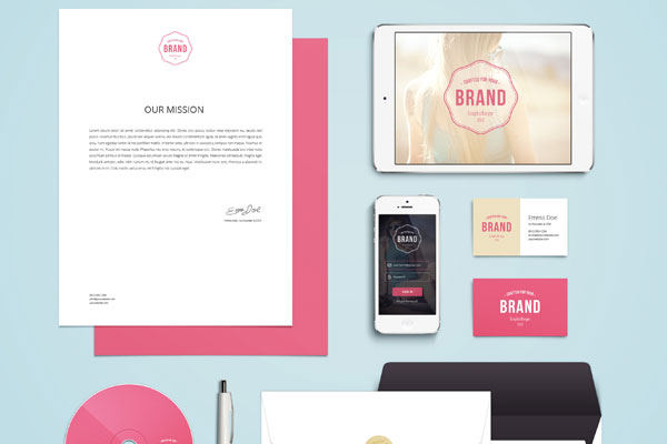 Branding Stationery Mockup with iPhone 5 and iPad