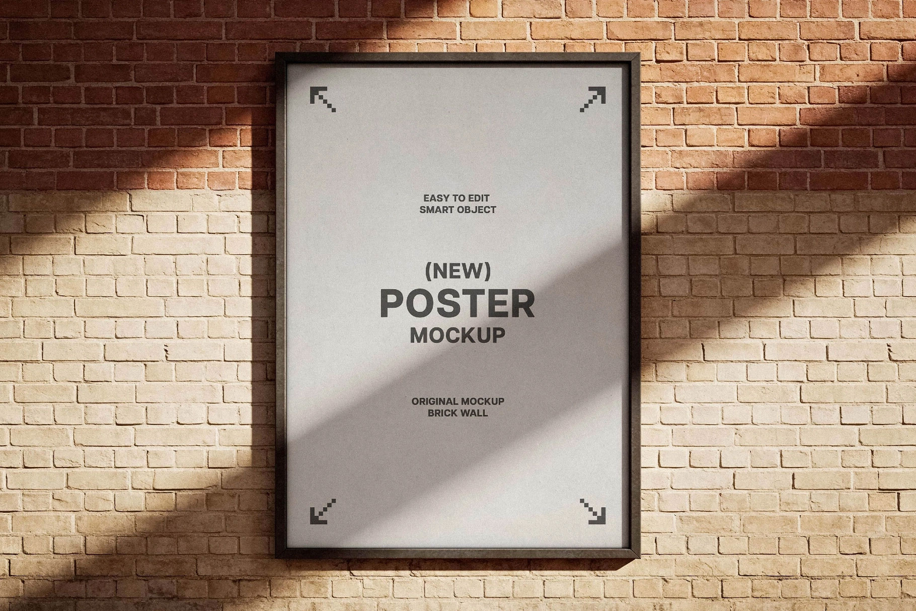 Free Brick Wall Framed Poster Mockup PSD Template