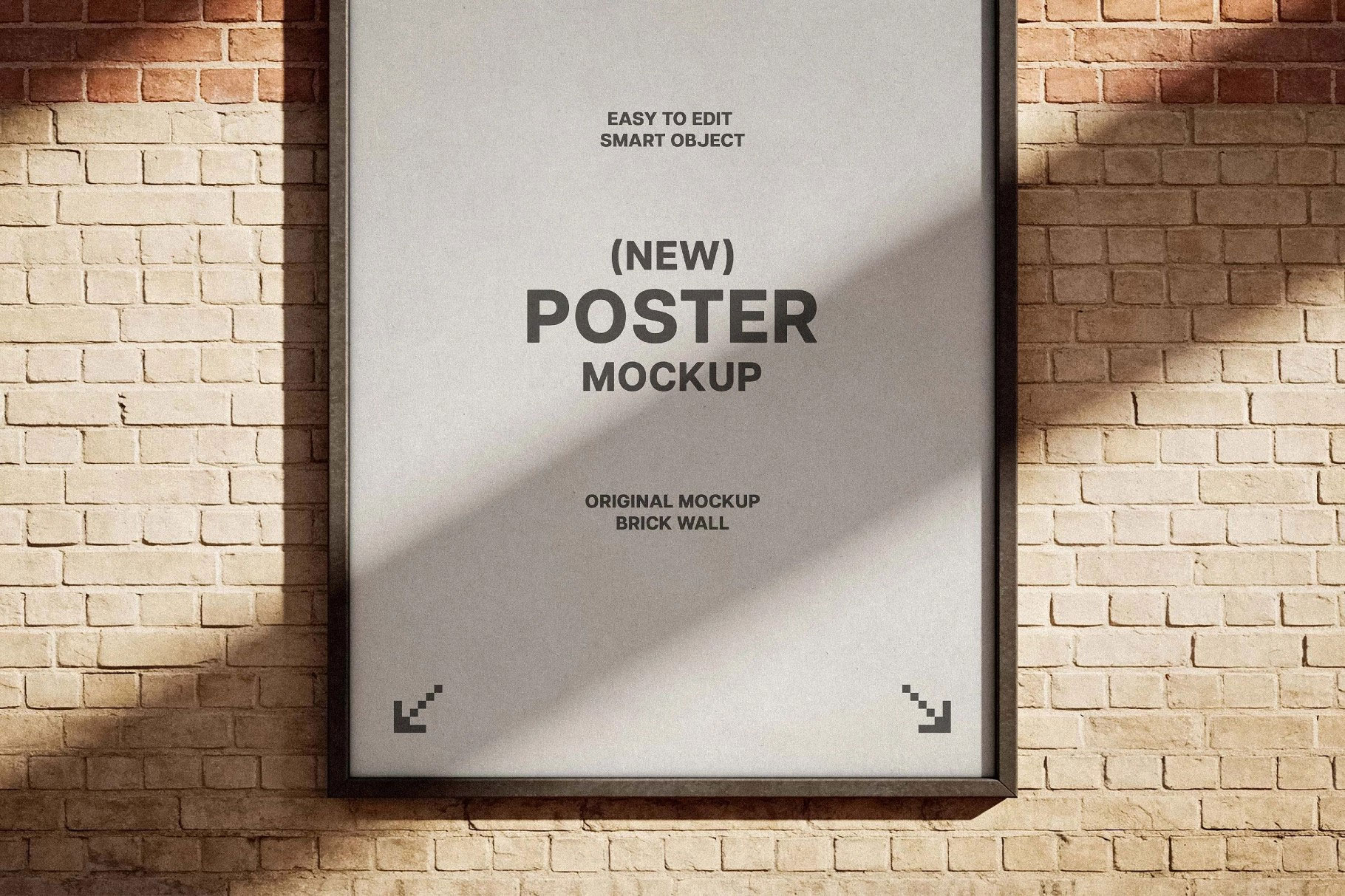 Free Brick Wall Framed Poster Mockup PSD Template