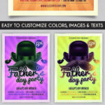 Bright Illustrative Fathers’ Day Party Flyer Template and Facebook Cover
