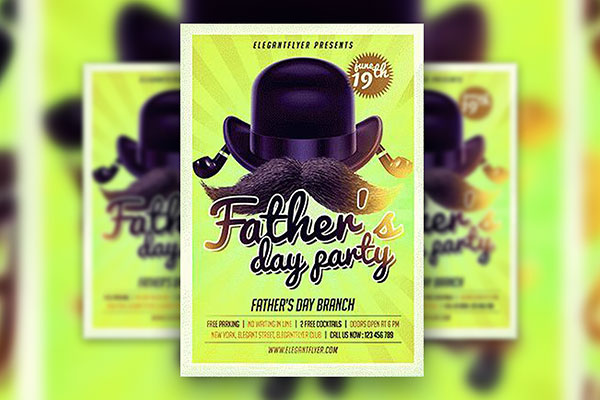Bright Illustrative Fathers’ Day Party Flyer Template and Facebook Cover