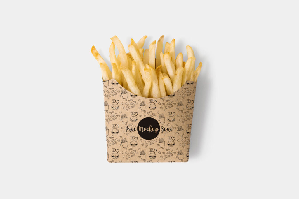 Brown Paper French Fries Box Mockup
