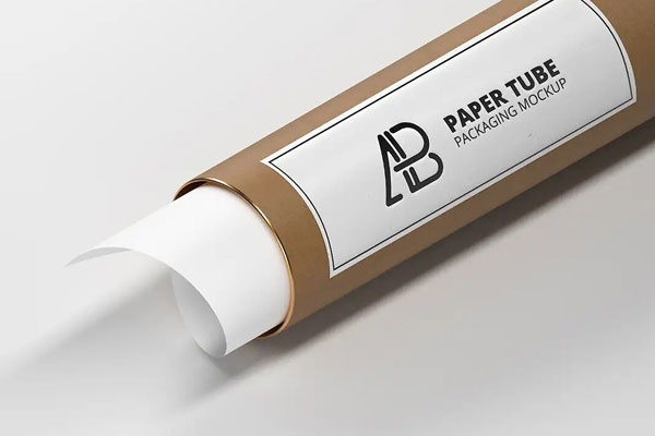 Brown Paper Tube Packaging with White Label Mockup