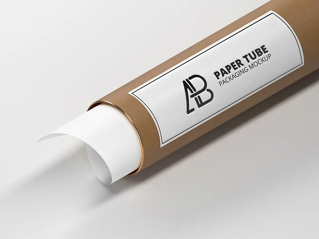 Brown Paper Tube Packaging with White Label Mockup FREE PSD