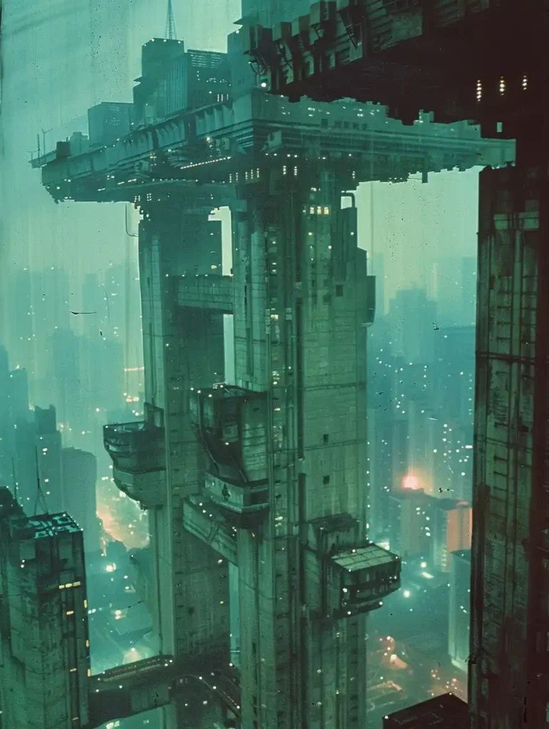 Brutalist Cityscape Dusk