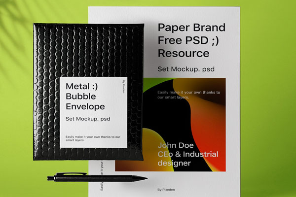 Bubble Envelope Mockup Featuring Letterhead