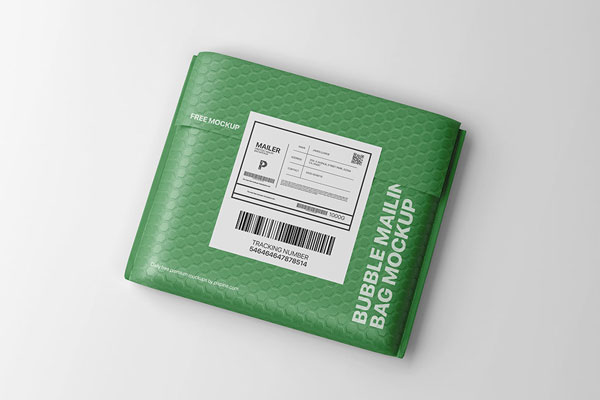 Bubble Mailing Bag Mockup in Top Sight