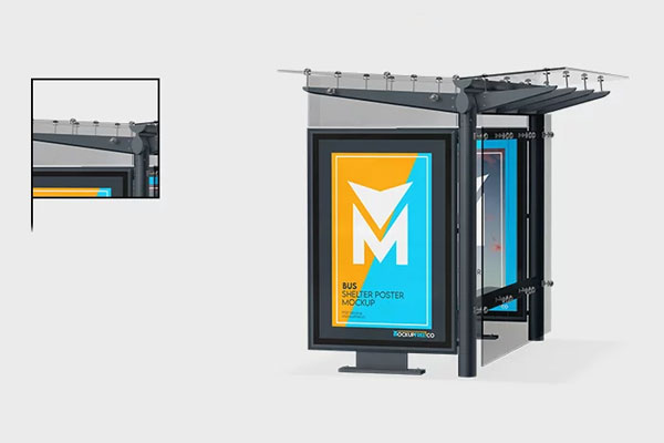 Bus Shelter Poster Mockup in 3 Sights