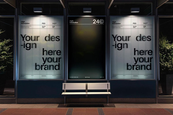 Bus Station Lightbox Banner Mockup