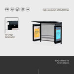 Bus Stop Advertising Billboard Mockup in 3 Views